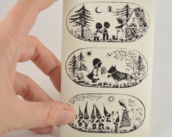 Fairy Tale Stickers, Vintage Rare Black and White Stickers