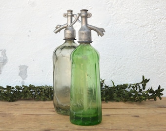 Antique Rare Soda Seltzer Bottle, Green Glass Half Liter Seltzer Bottle