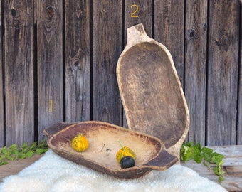Primitive Dough Bowl, Hand Carved Rustic Wood Decor