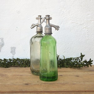 Antique Rare Soda Seltzer Bottle, Green Glass Half Liter Seltzer Bottle