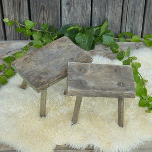 Primitive Wooden Milking Stool: Rustic Farmhouse Plant Stand