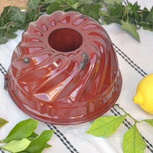 Vintage Enameled Metal and Glass Bundt Cake Jello Gelatin Mold