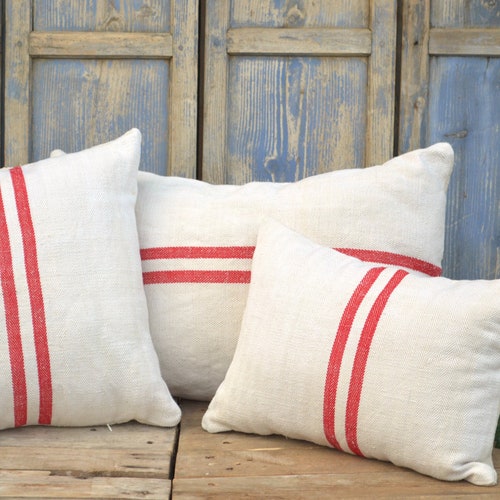 Linen Cushion Covers From Vintage Handwoven Natural Fabric Etsy