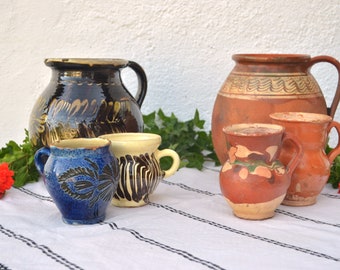 Traditional Jugs, Antique Clay Pitcher, Primitive Water Vessel, Old Crock