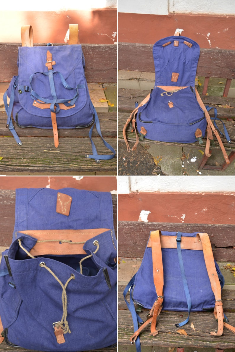Rare Army Rucksack Navy Canvas Hiking Backpack Heavy Duty Etsy