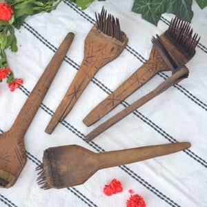 Vintage Wooden Flax Hackle, Antique Hand Carder, Rustic Home Decor