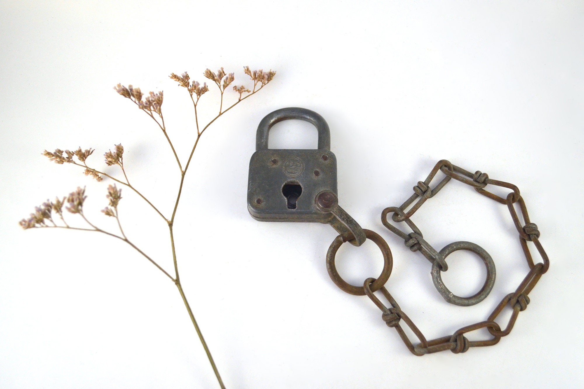 Chain Without Locket Vintage Padlock With Chain Without Key, Old Collectible Metal Lock and ...