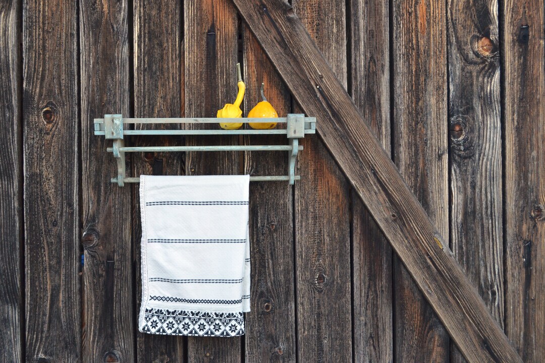 Primative Towel Racks Antique Blue Wooden Towel Rack, Primitive Spice Holder, Kitchen Shelf ...