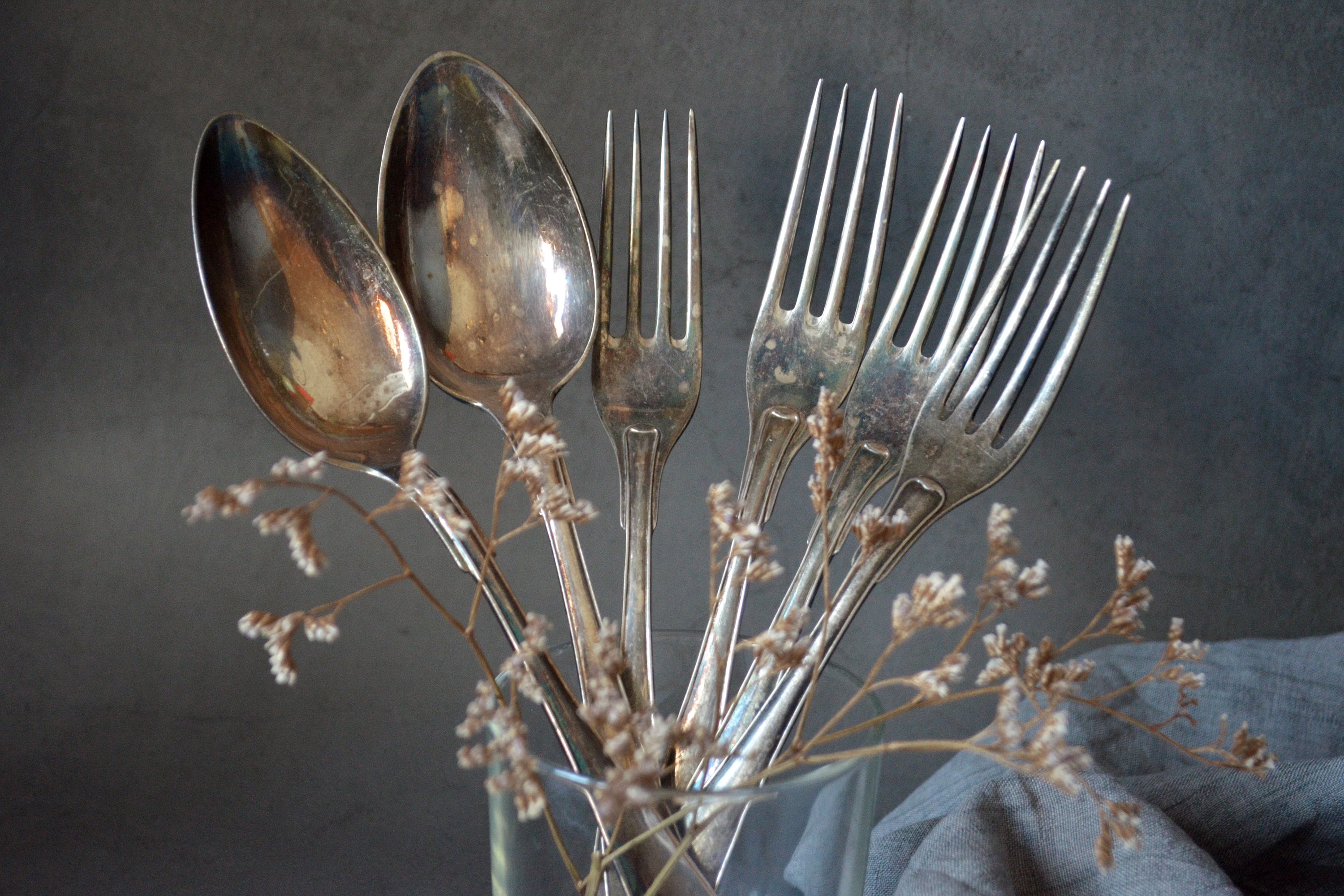 Tarnished Cutlery Set of 6 Rustic Spoons and Forks Food Etsy