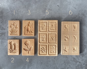 Tiny Vintage Springerle Wood Molds, Vintage Cookie Molds