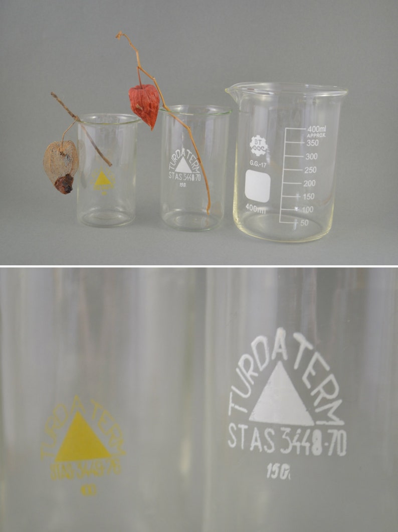Graduated Glass Beaker Vintage Lab Glass Laboratory Ware Set Etsy