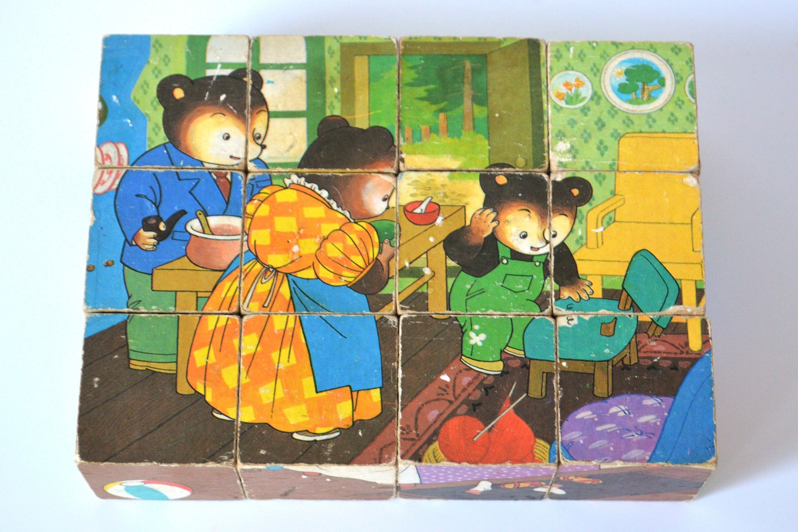 Vintage Cube Block Puzzle Goldilocks and the Three Bears - Etsy