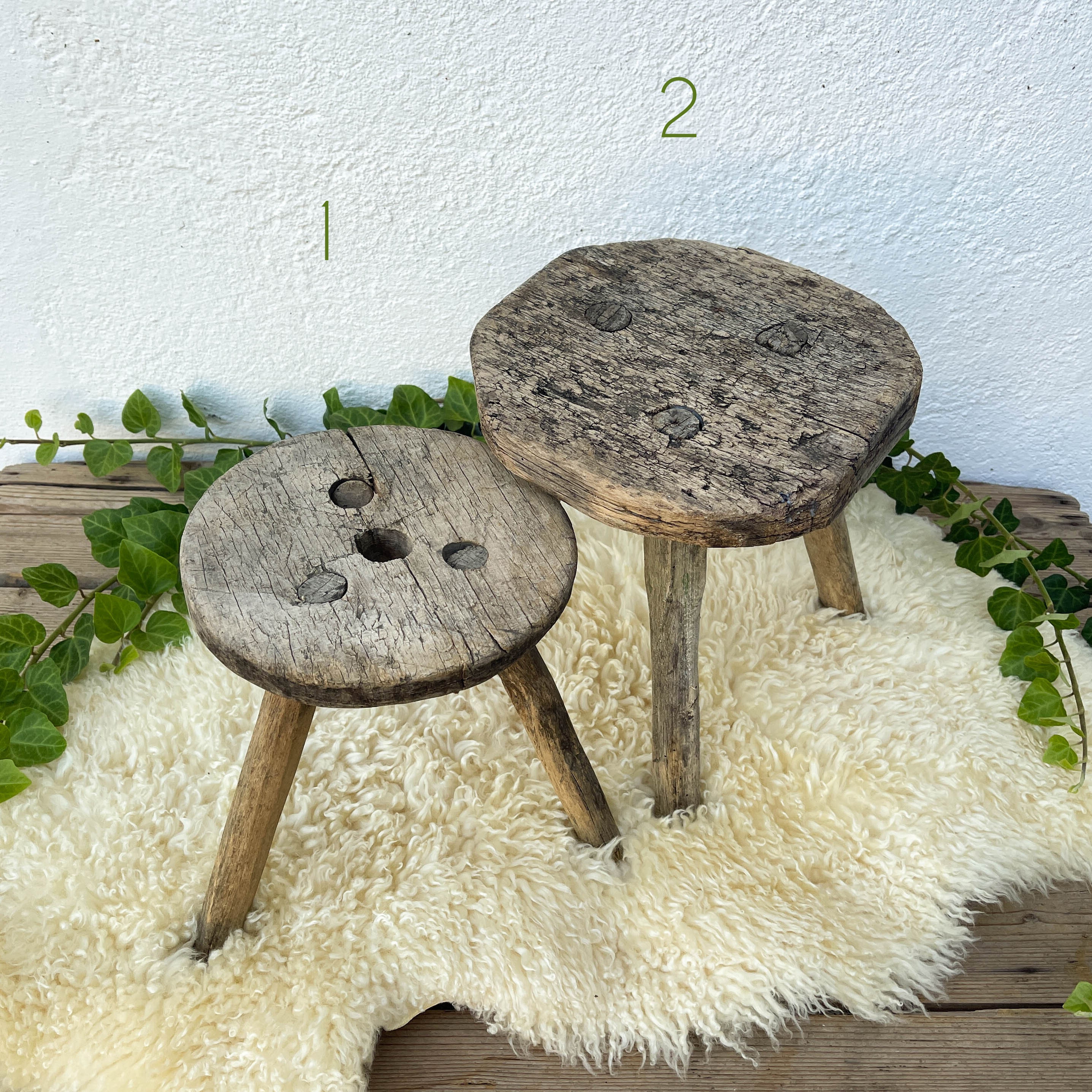 Antique milking stool with back deals