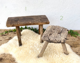 Tabourets de traite primitifs, tabouret en bois rustique, repose-pieds de ferme, escabeau rustique