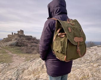 Grote legerrugzak, vintage militaire rugzak, canvas rugzak