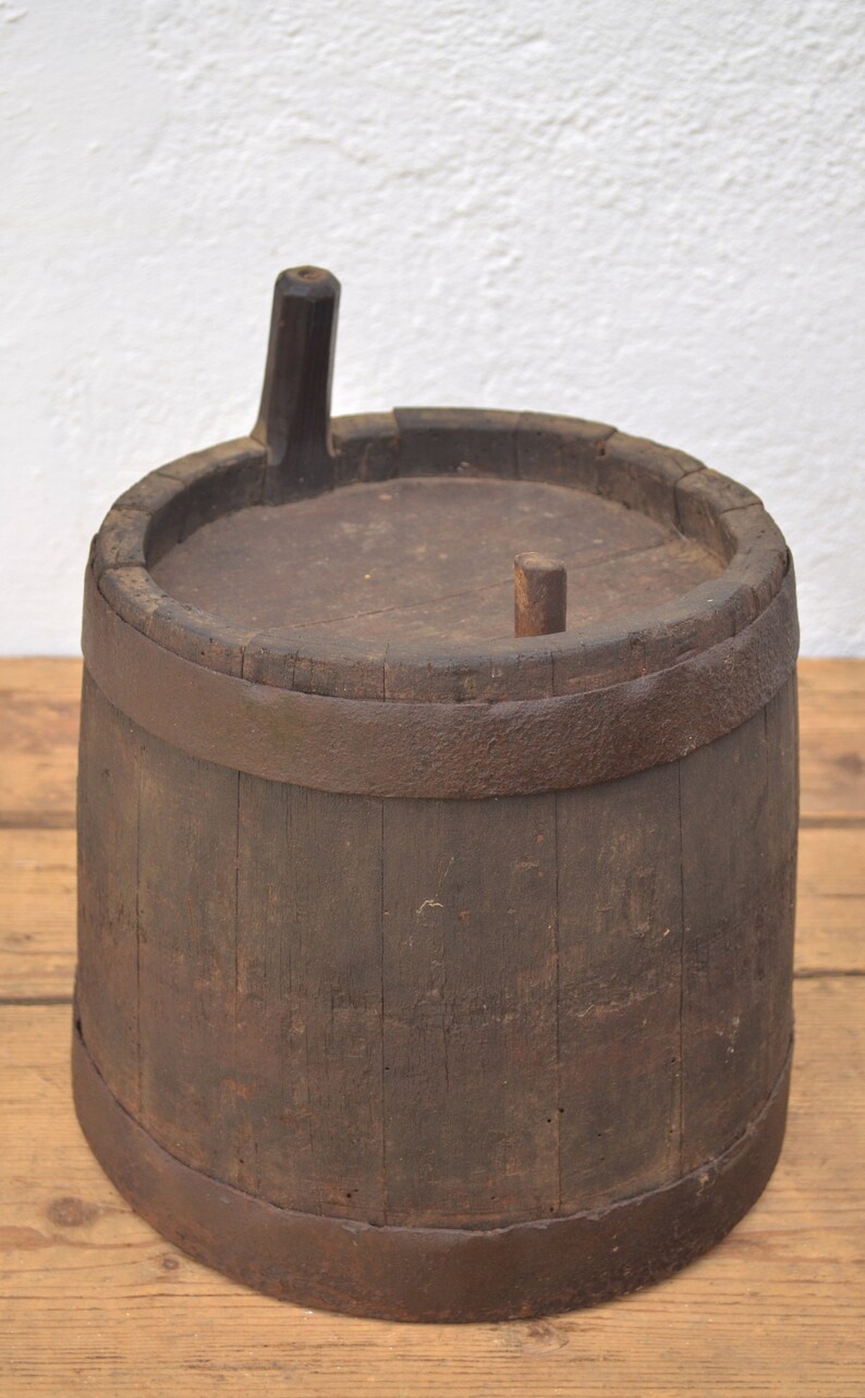 Antique Small Wood Barrel Primitive Wooden Keg With Handle Etsy