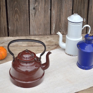 Vintage Enamel Teapot and Enamel Milk Jug