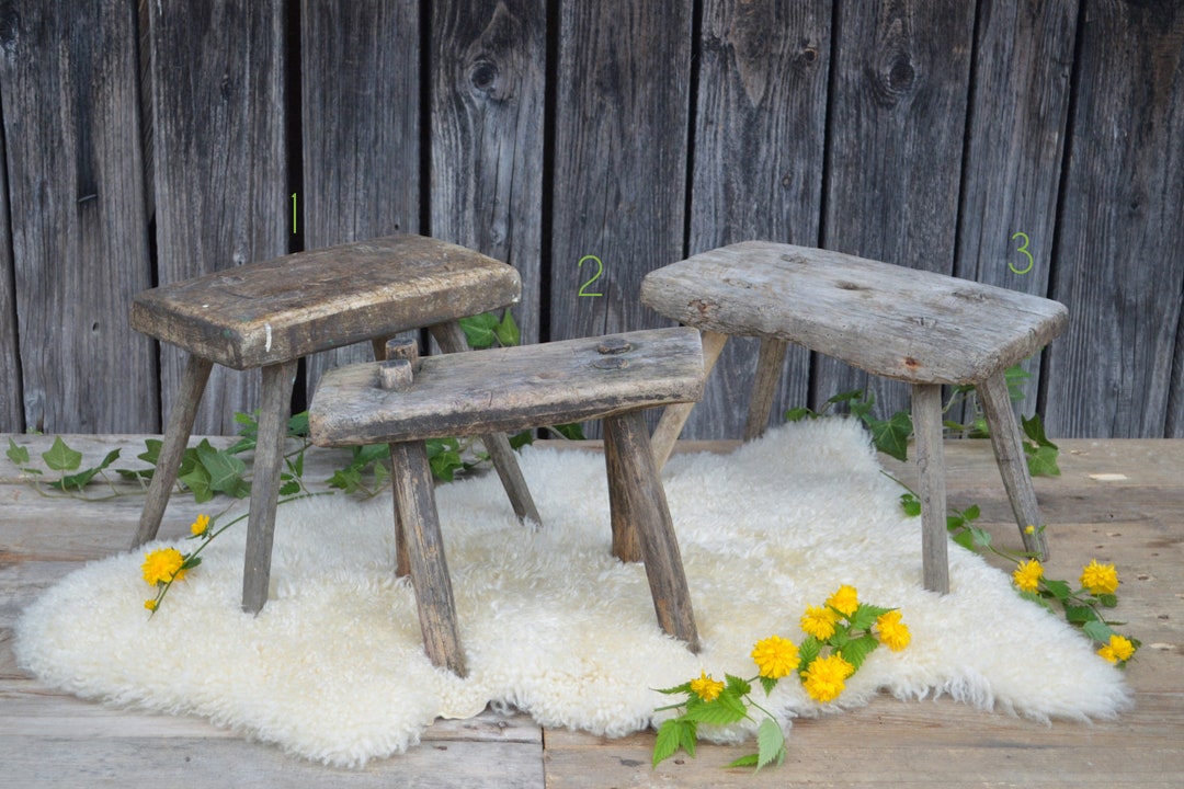 Antique Rustic Wooden Primitive Milking Stools - Etsy