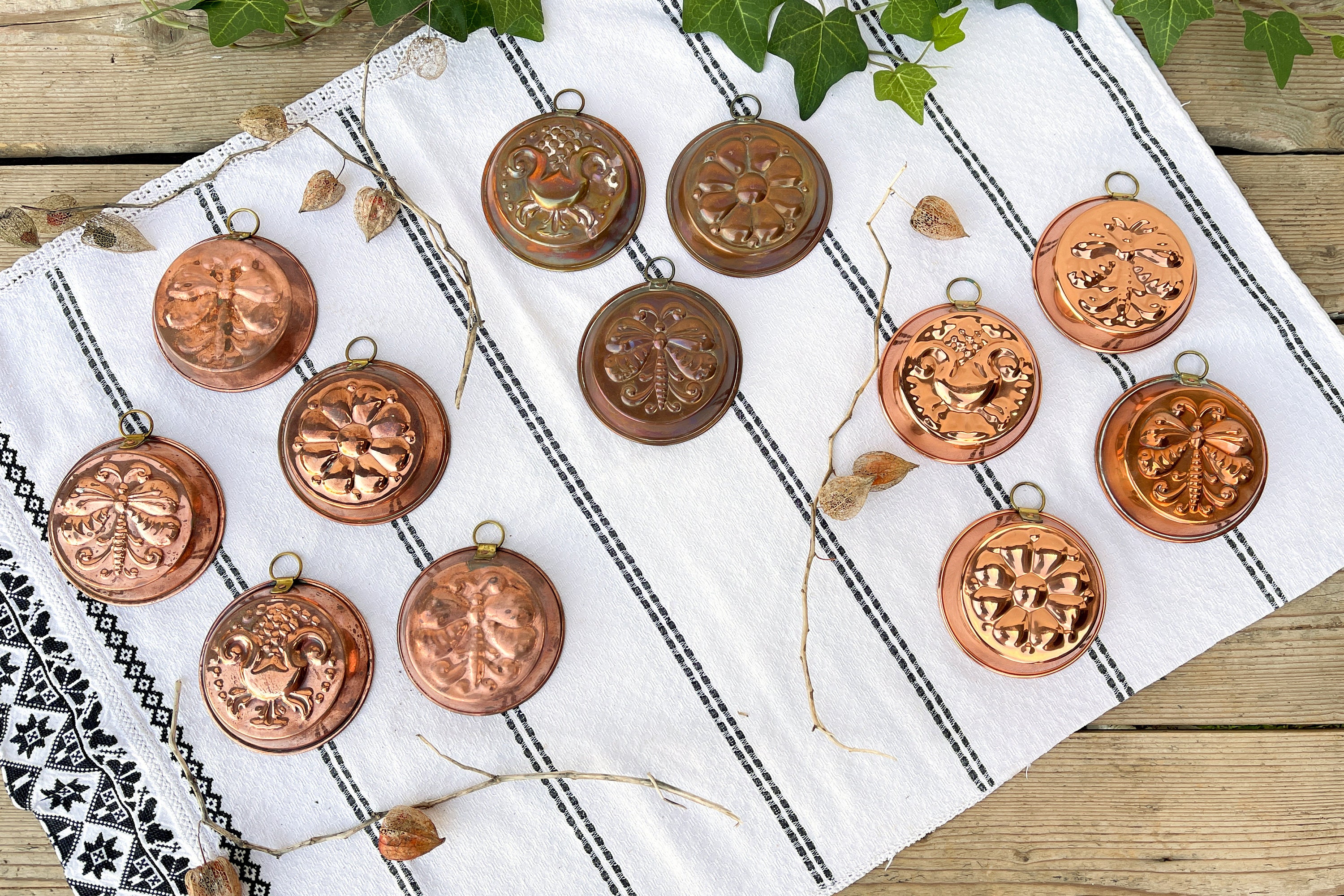 Vintage Copper Pudding Molds Sets, Jelly Moulds, Baking Molds