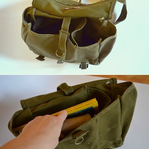 sac messager vintage, sac à dos militaire unisexe, sac à bandoulière en toile résistante verte image 3