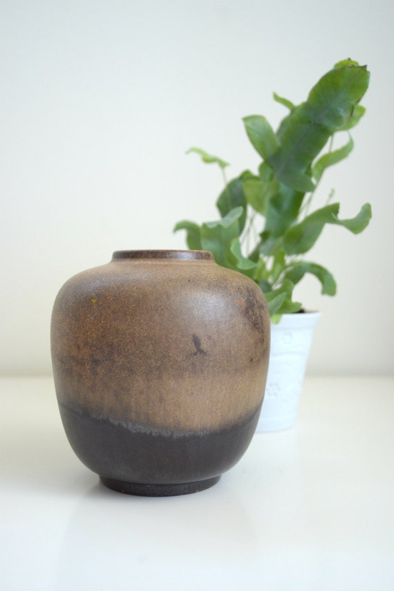 Small Brown Vase, German Majolika Vase
