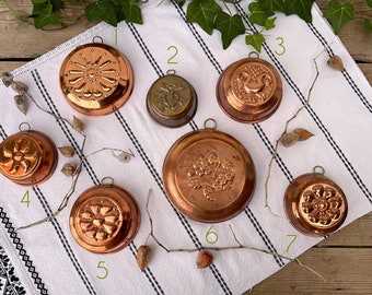 Vintage Copper Pudding Moulds, Retro Jelly Molds, Old Baking Moulds