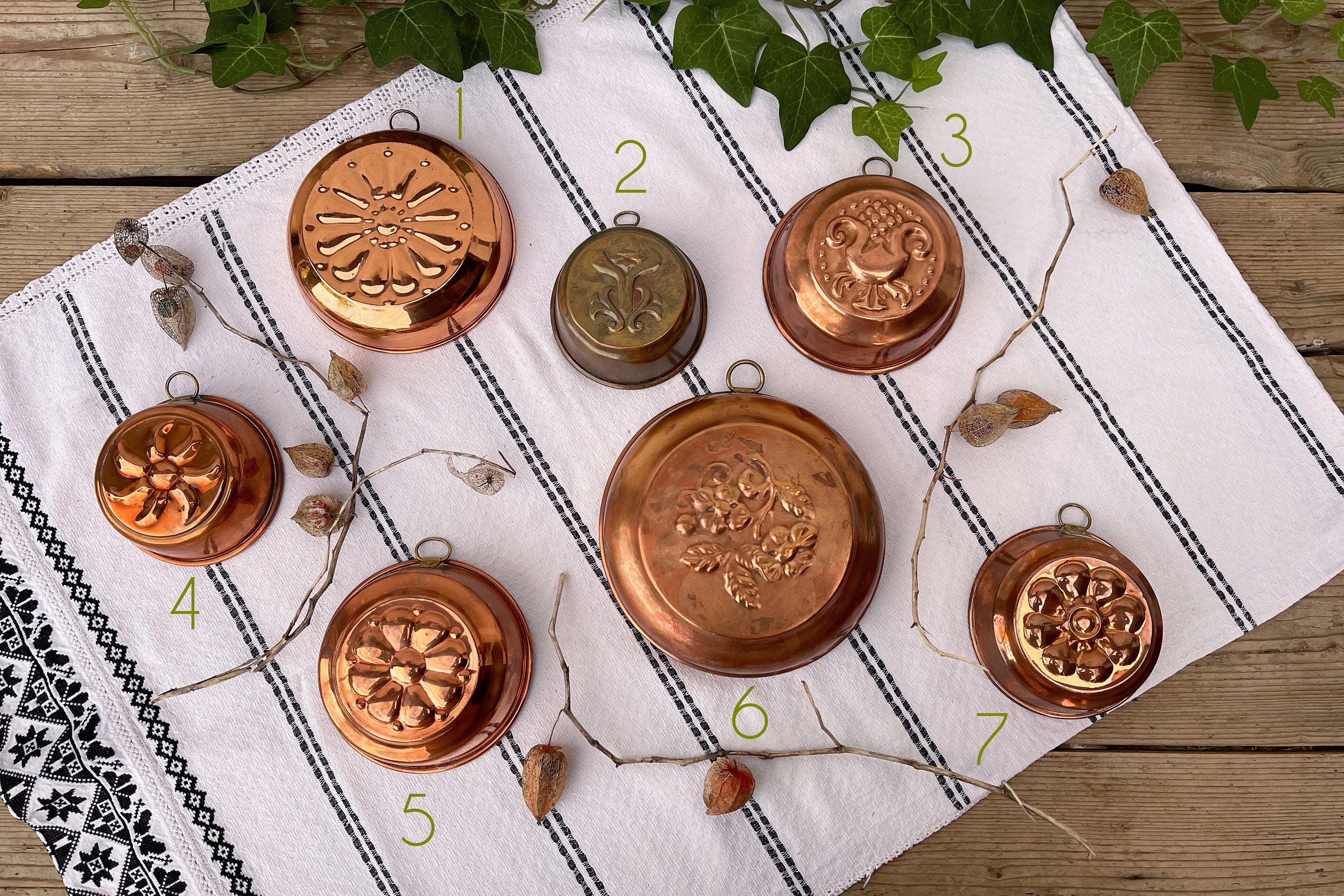 Old kitchen copper molds - Etsy 日本