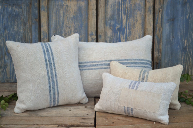 Linen Pillow Covers From Vintage Handwoven Natural Fabric Etsy