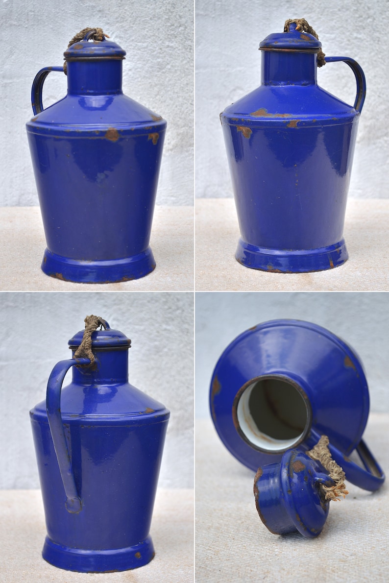 Vintage Enamel Teapot and Enamel Milk Jug Etsy