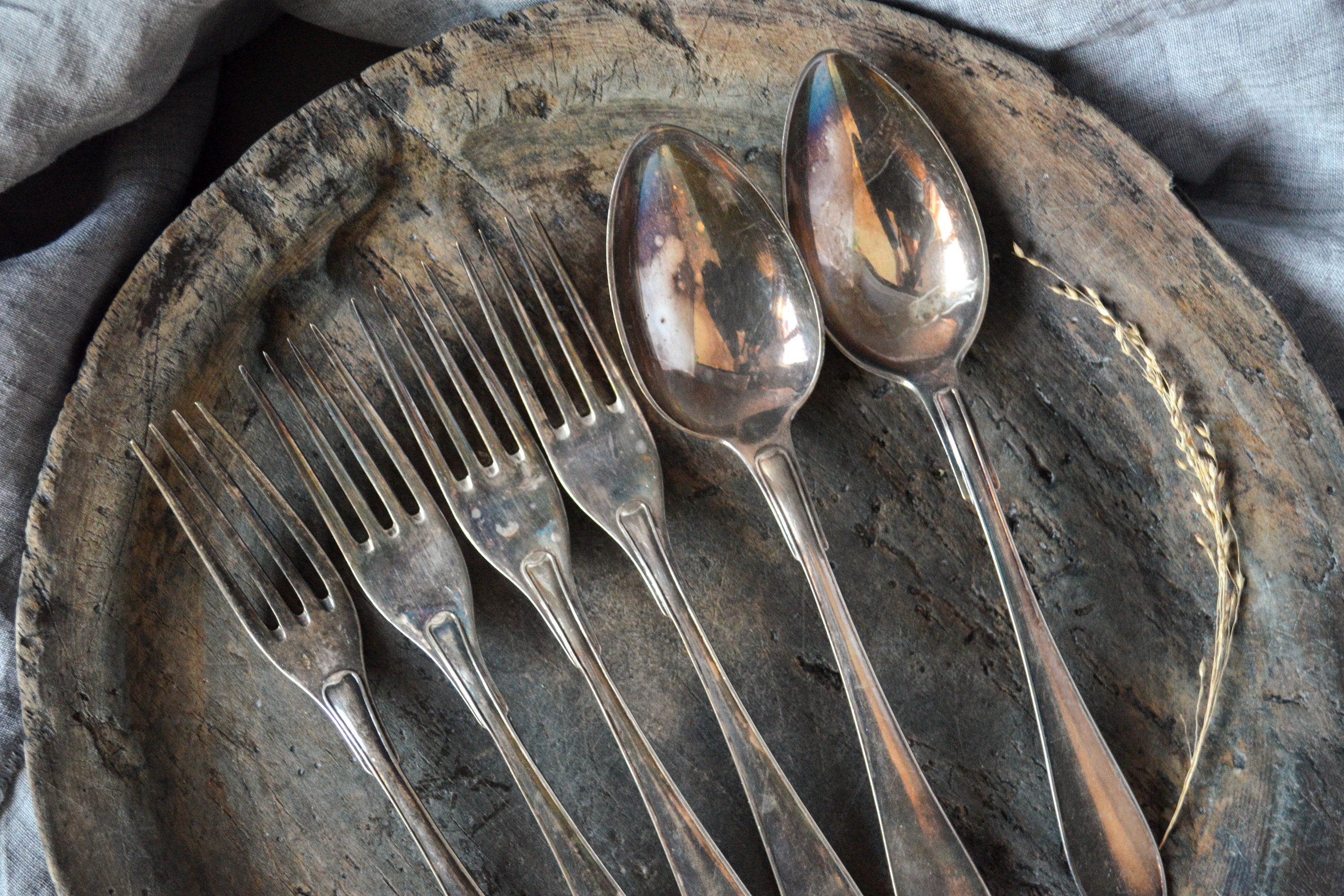Tarnished Cutlery Set of 6 Rustic Spoons and Forks Food Etsy