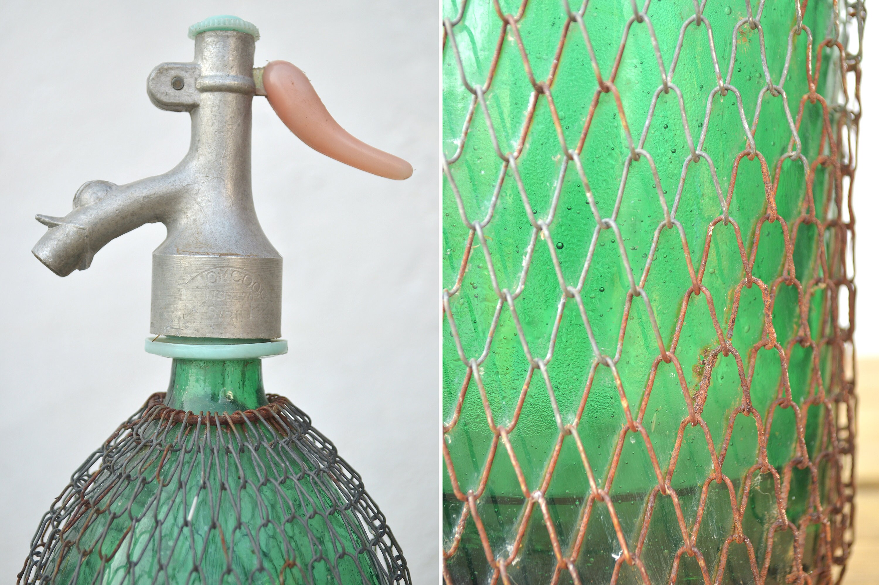 Glass Bottles in Rusty Metal Casing Siphon Bottles With Wire - Etsy