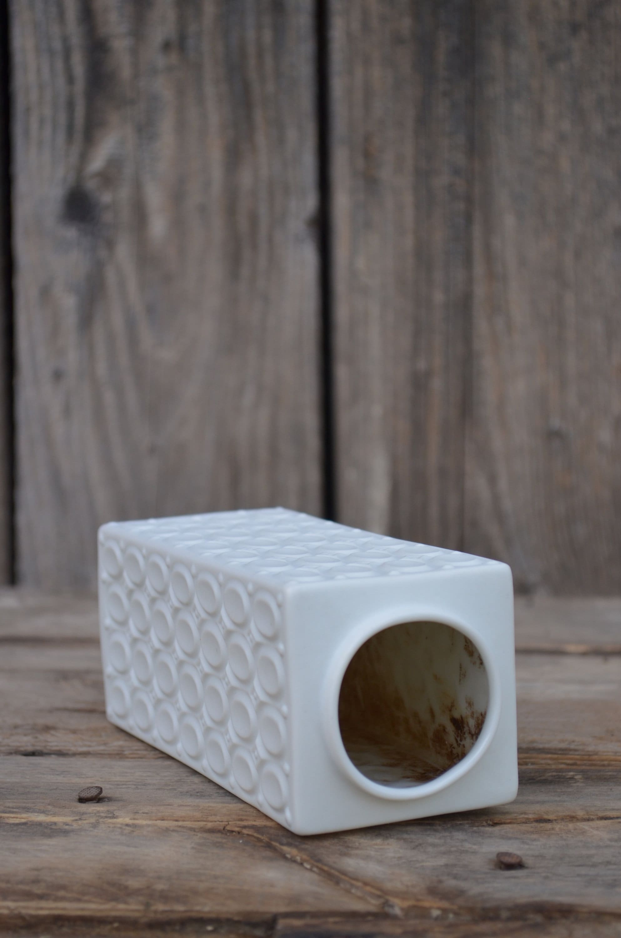 Vintage Rectangular Vase White Op Art Bisque Porcelain Vase - Etsy