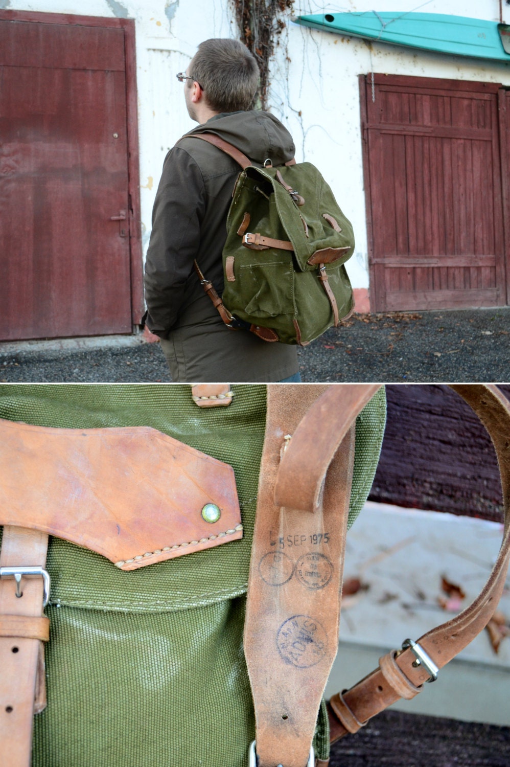 Top Canvas Backpack Vintage Rucksack Army Green Sac à dos Women