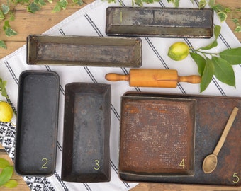 Vintage Baking Trays and Loaf Pans, Baking Sheet Photo Props