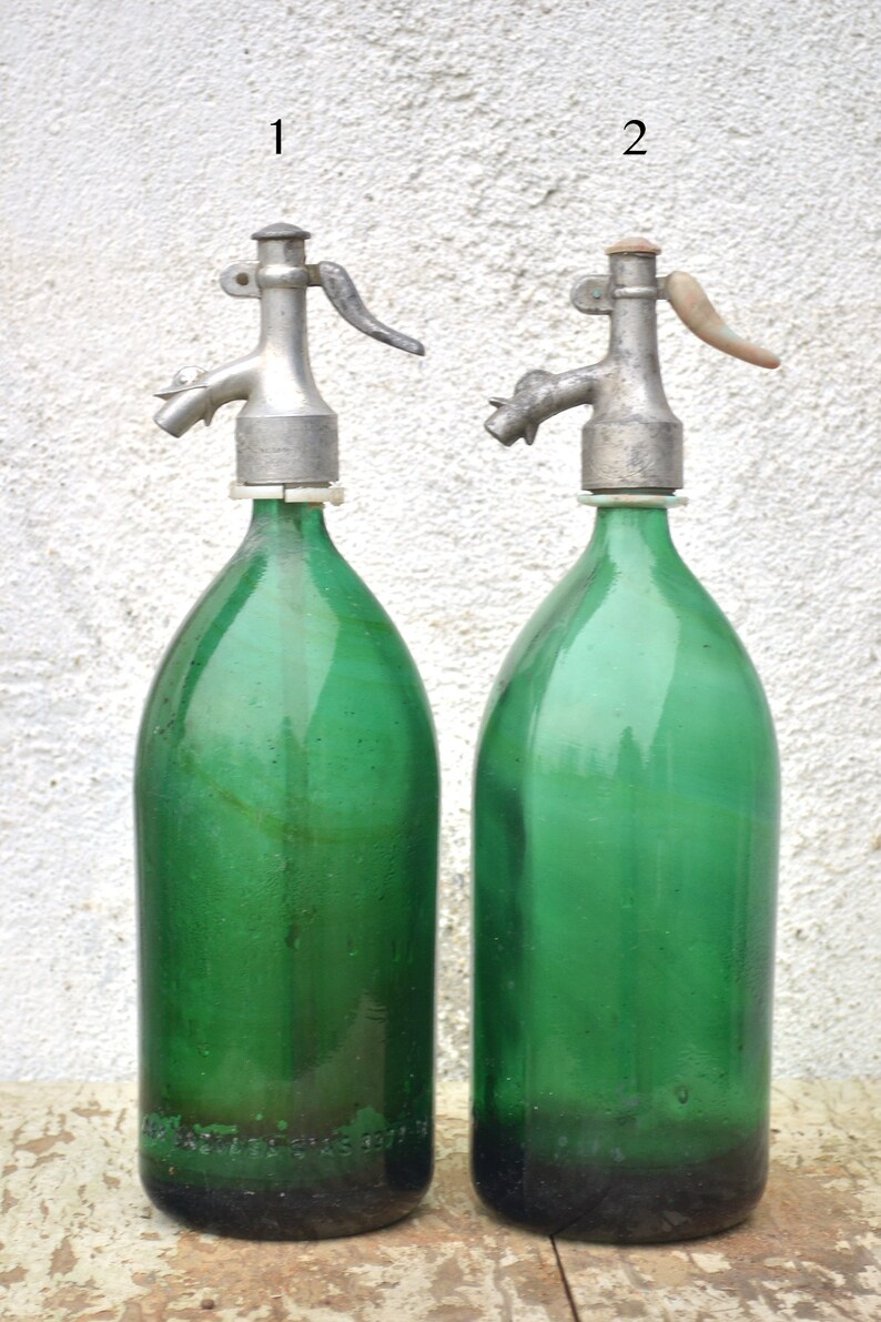 Emerald Green Vintage Soda Seltzer Siphon Bottles From Romania Etsy