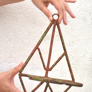 Bent Iron Pot Holder, Vintage Metal Hanger