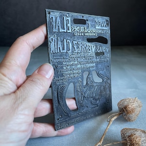 Bloque de impresión tipográfica antiguo - Hoja de impresión tipográfica para publicidad en periódicos franceses