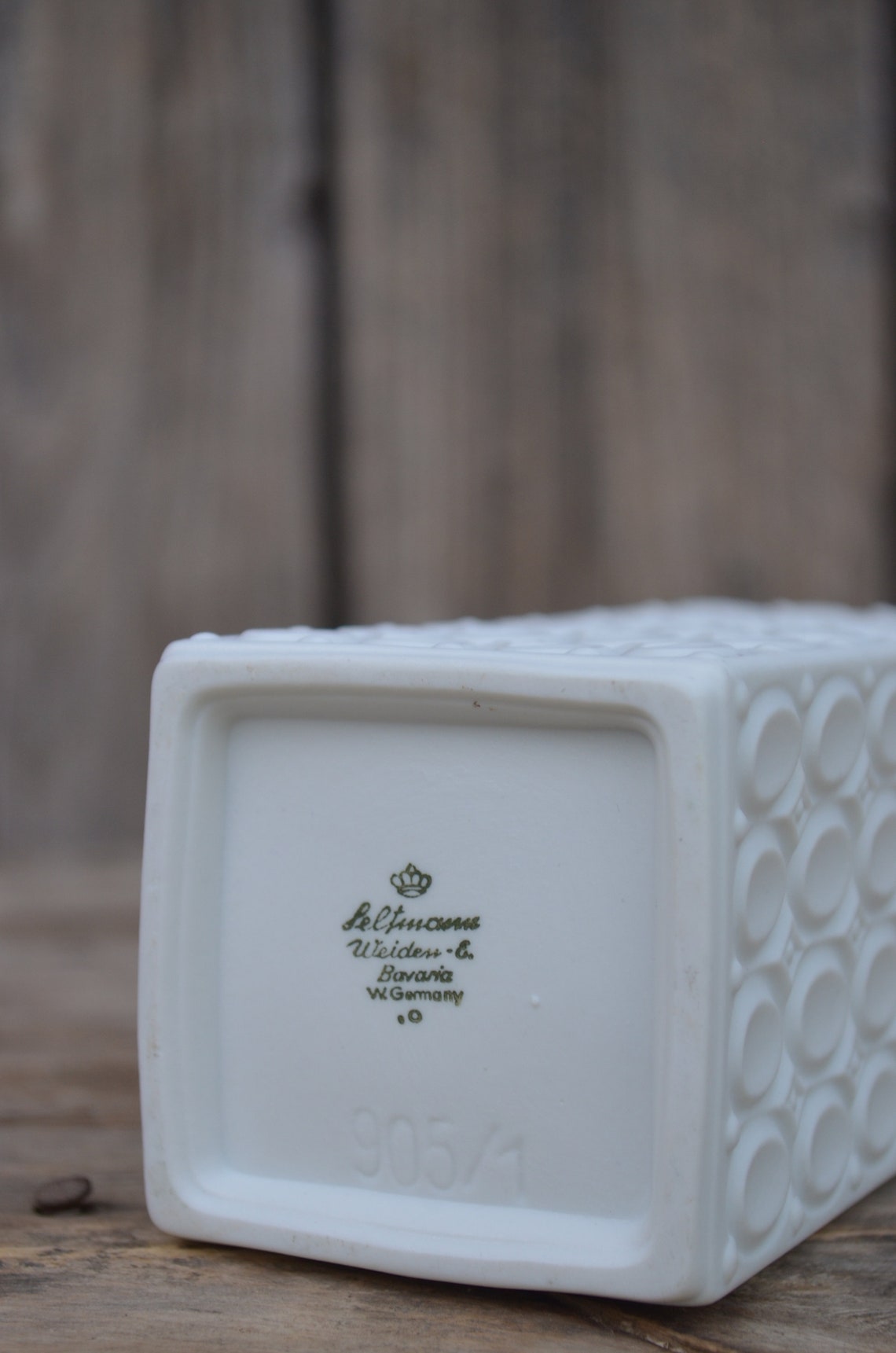 Vintage Rectangular Vase White Op Art Bisque Porcelain Vase - Etsy