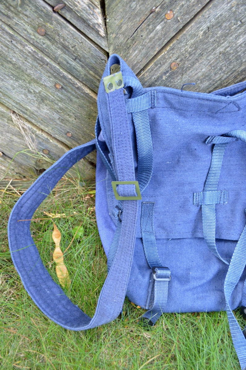 Canvas Messenger Bag in Navy Blue Etsy