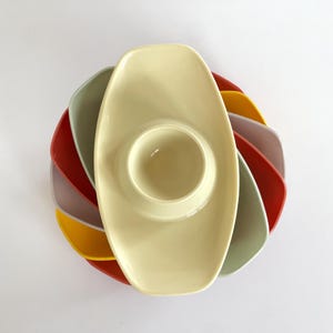 Vintage Mid-Century Egg Cups, Retro German Melamine Tableware in Pastel Colors,  60s MCM Breakfast Tableware