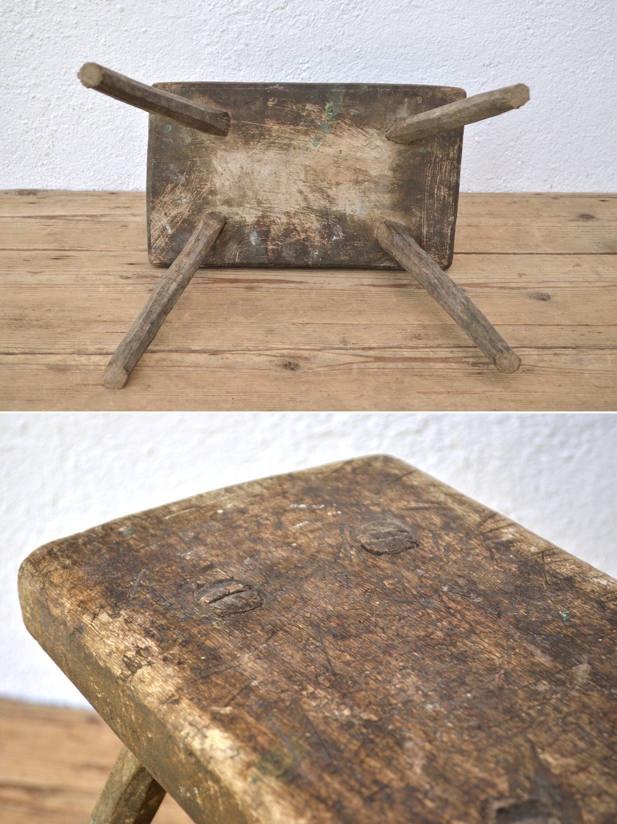 Antique Rustic Wooden Primitive Milking Stools - Etsy Australia