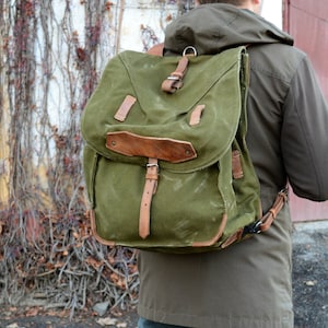 Large Military Backpack, Vintage Army Rucksack, Canvas Bag