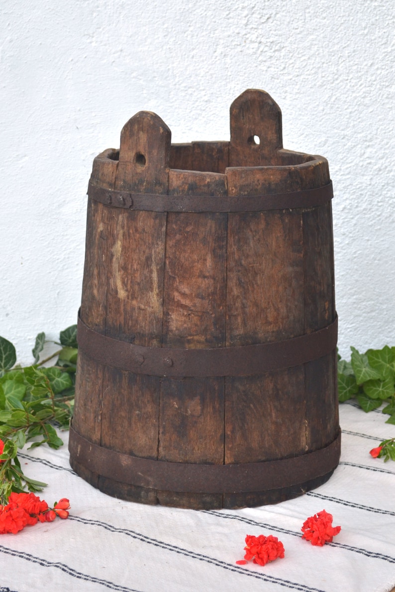 Antique Small Wooden Keg Primitive Wooden Barrel With Handle Etsy