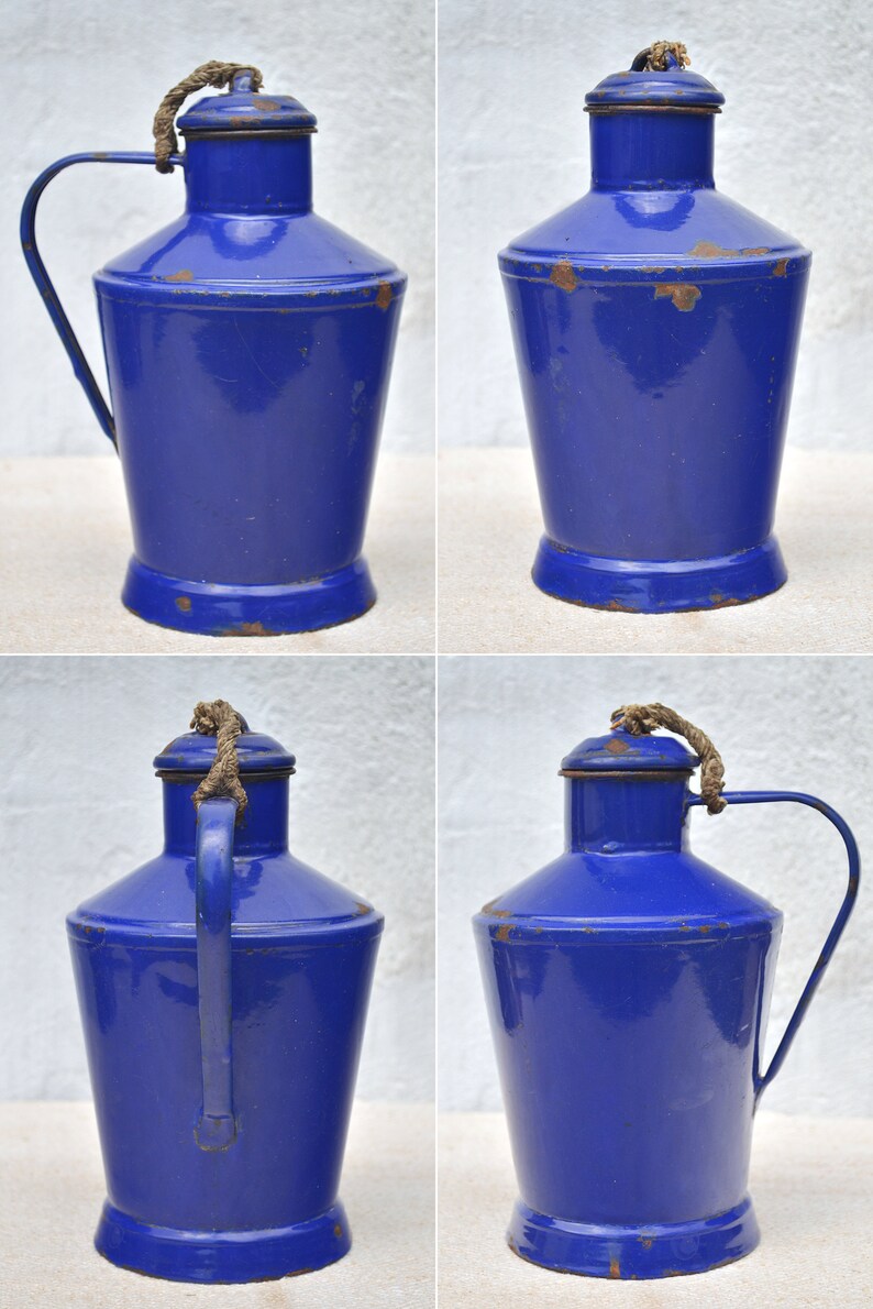 Vintage Enamel Teapot and Enamel Milk Jug Etsy