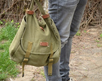 Vintage Military Shoulder Bag, Army Canvas Messenger Bag