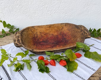 Small Wooden Trough, Little Primitive Dough Bowl, Rustic Thanksgiving Table Decor