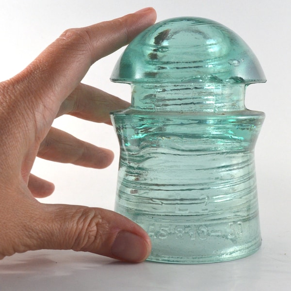 Vintage Romanian Glass Insulator Type CD 408, Collectible Aqua Glass Insulator