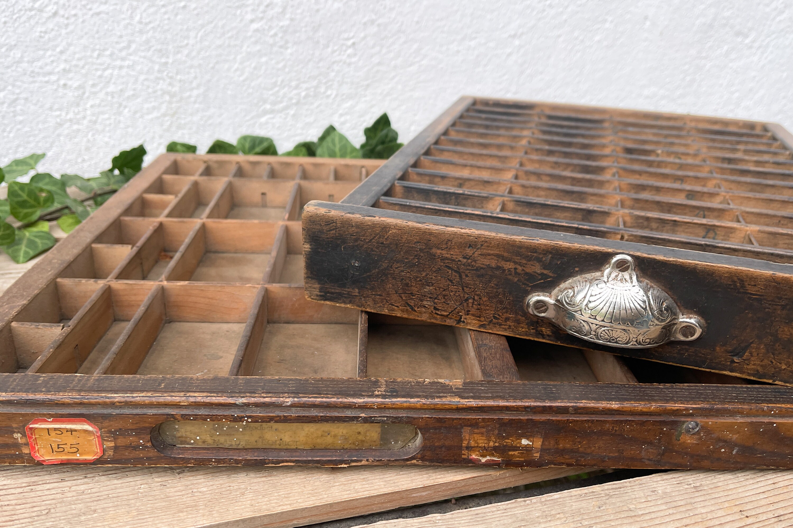 Letterpress Vintage Printers Tray Wood Drawer Filled with Rocks/Minerals