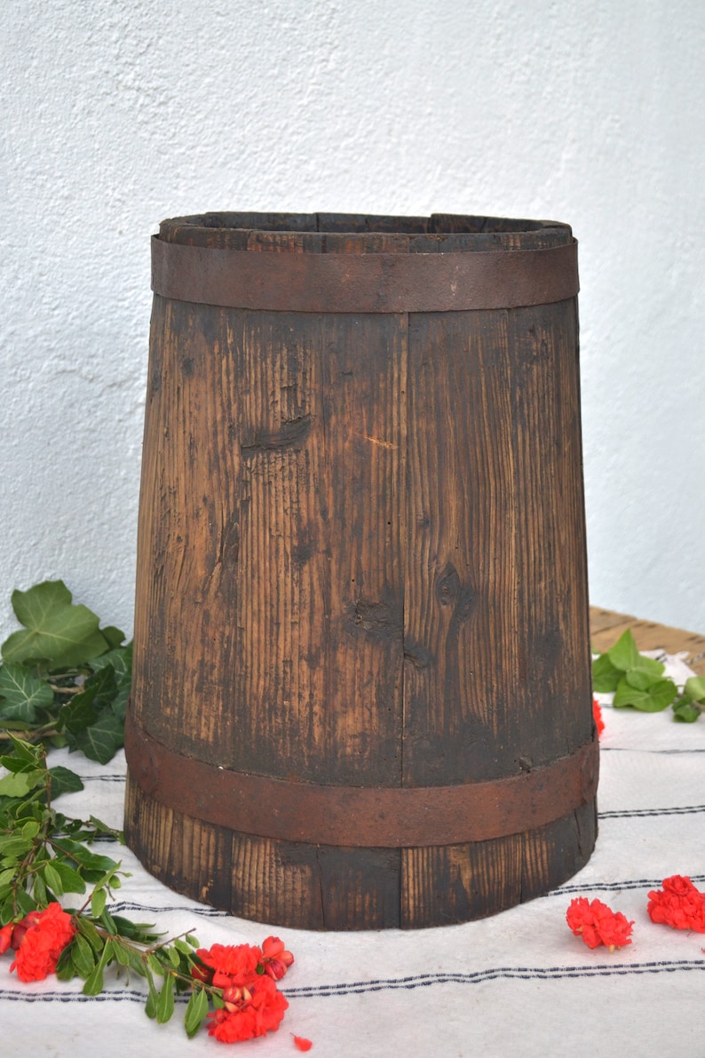 Antique Small Wooden Keg Primitive Wooden Barrel With Handle Etsy