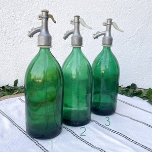 Emerald Green Vintage Soda Seltzer Siphon Bottles